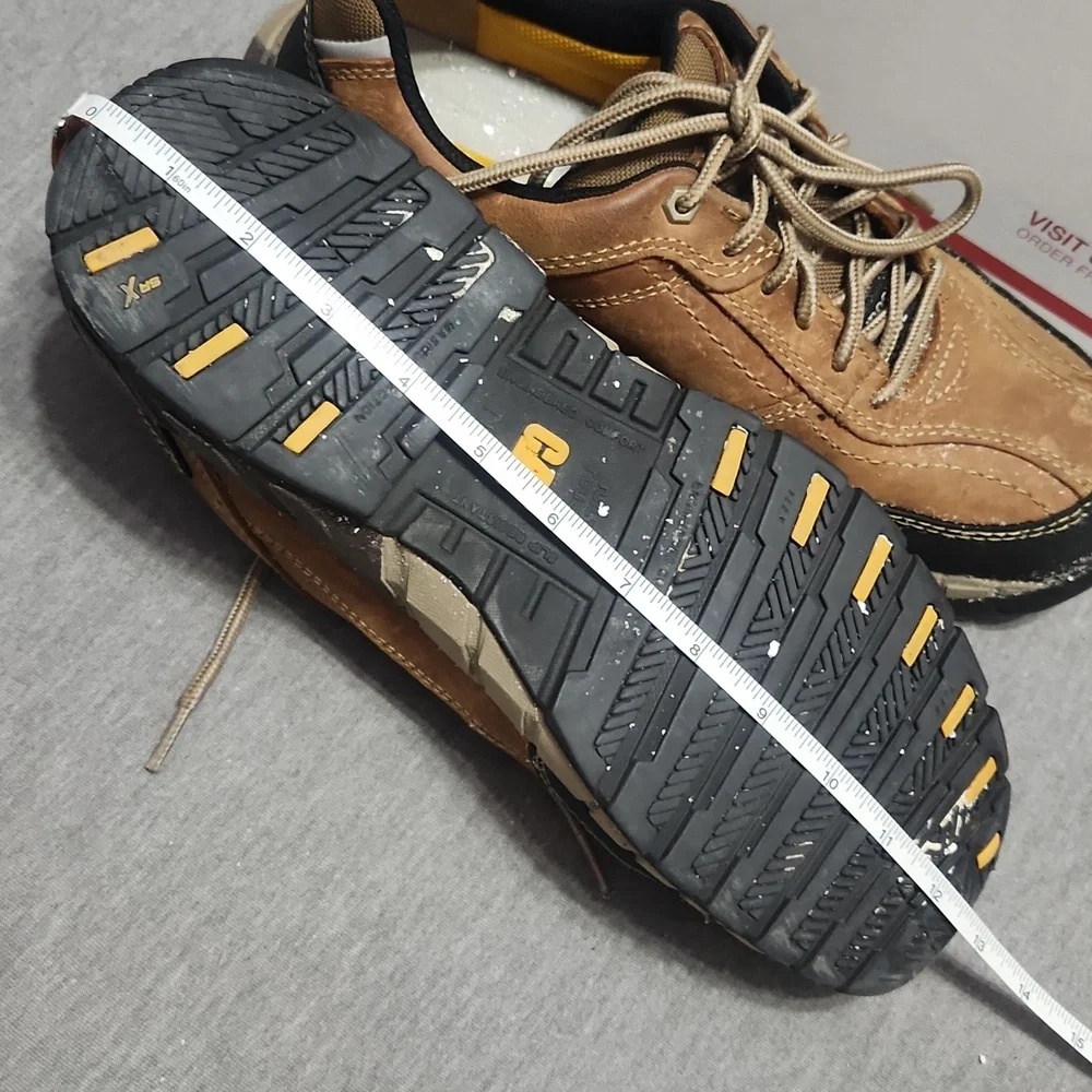 CATERPILLAR Men's Brown Leather Composite Toe Work Shoes Sneakers Low-Top Boots - Picture 16 of 17